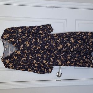 Old Navy Floral Long Sleeve Dress - Navy and Yellow